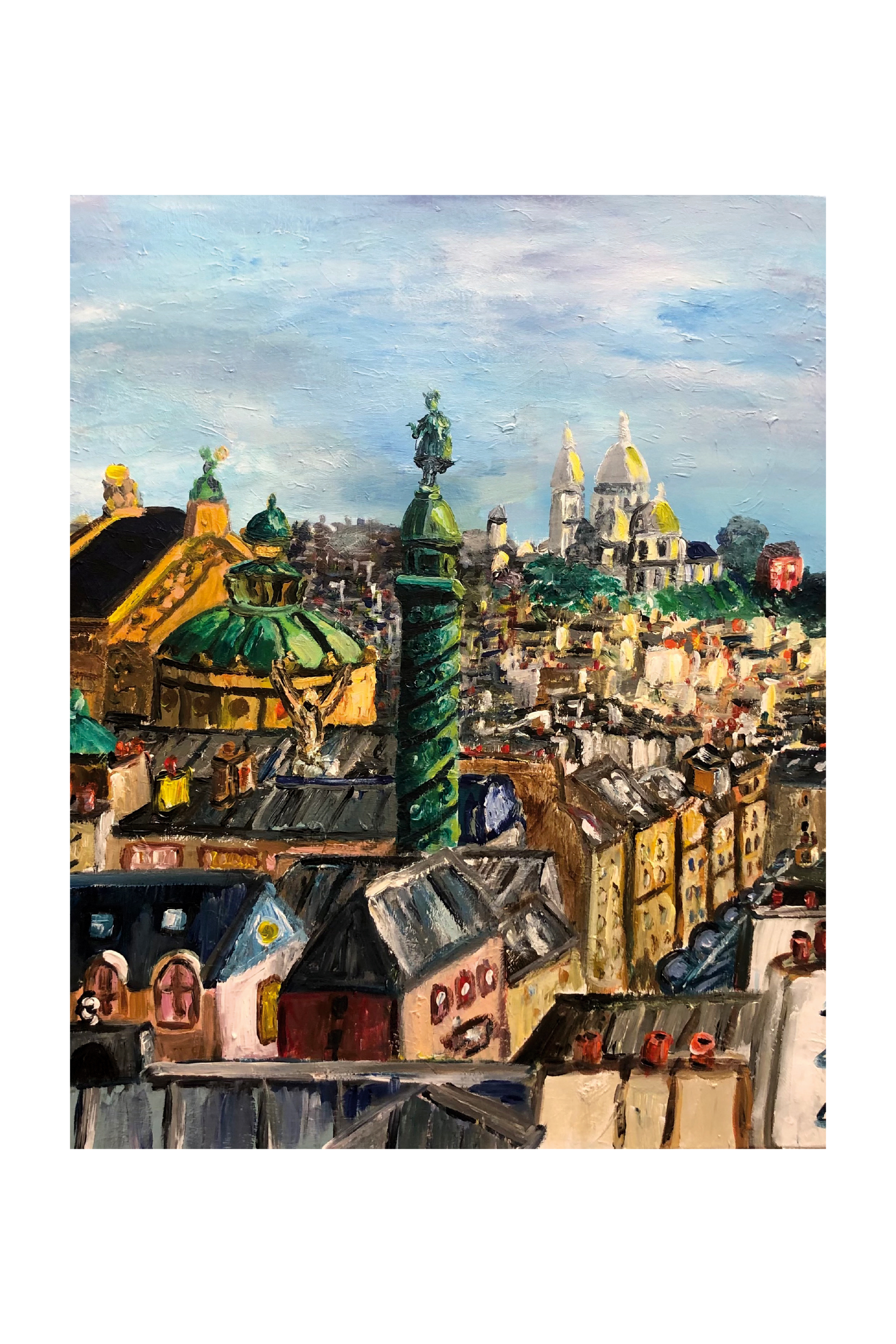 Toits de Paris, Sacré-Coeur et Opéra, peinture de Véronique Françaix