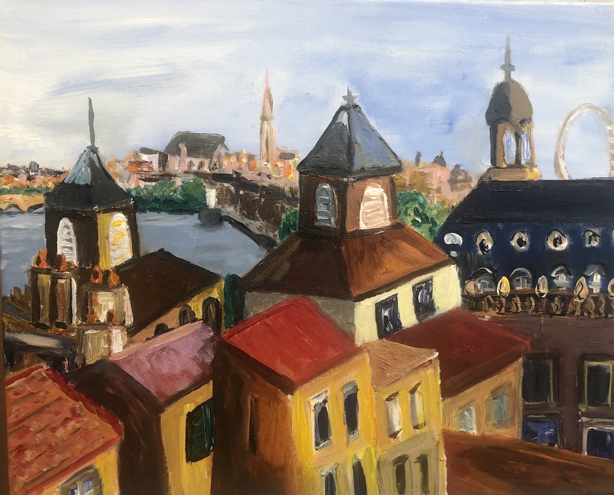 Bordeaux, Garonne et grande roue, peinture de Véronique Françaix