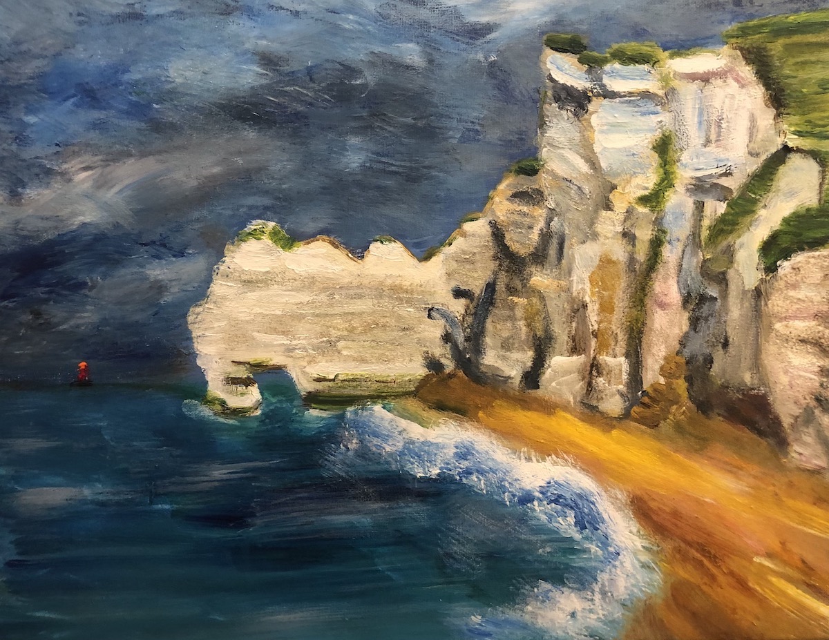 Peinture Étretat, falaises et orage, tableau de Véronique Françaix sur Saatchi Art