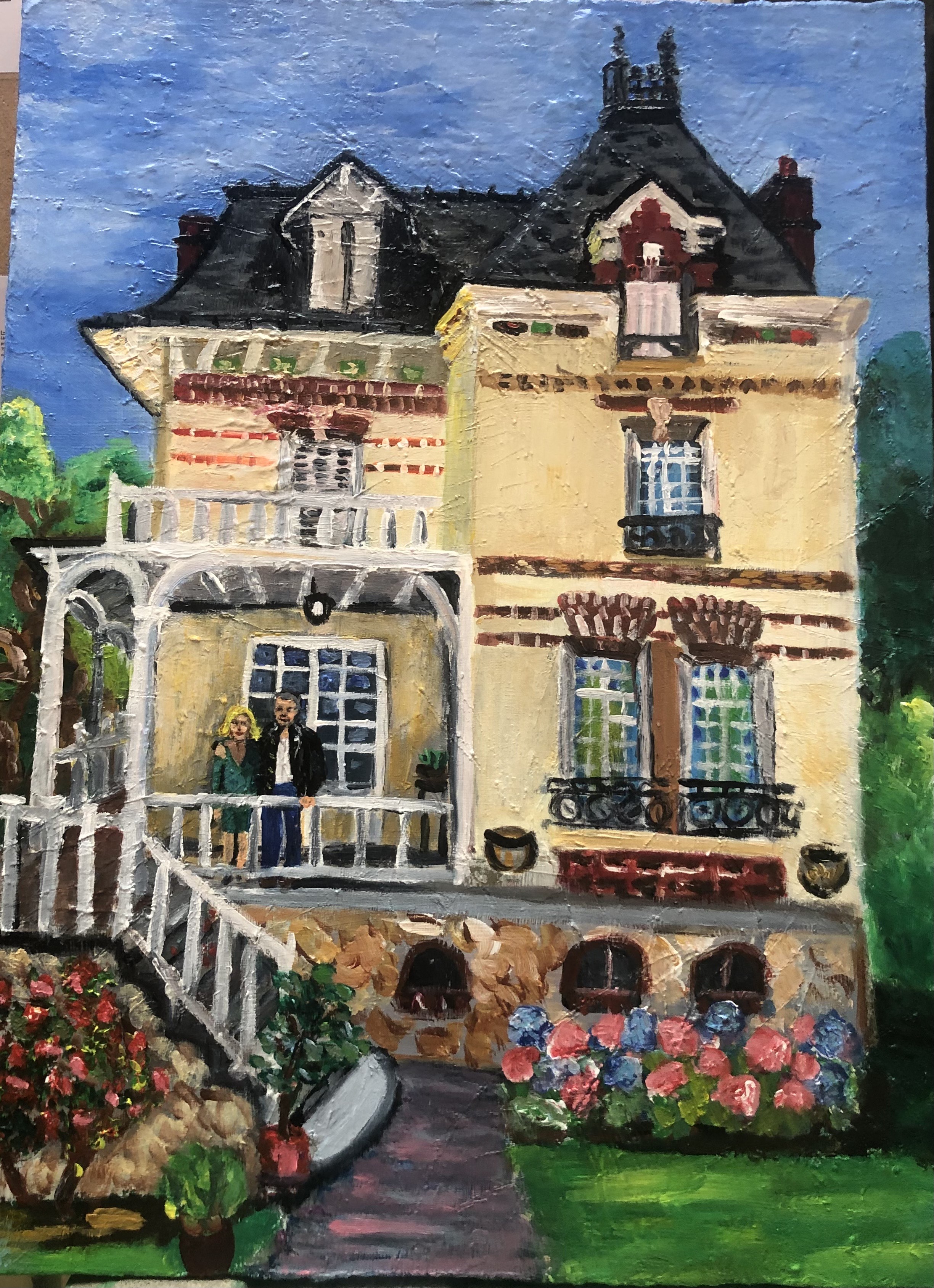 Portrait de maison de famille, peinture sur commande, Véronique Françaix