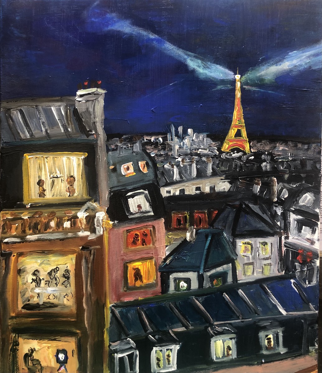 Paris la nuit, peinture de Véronique Françaix