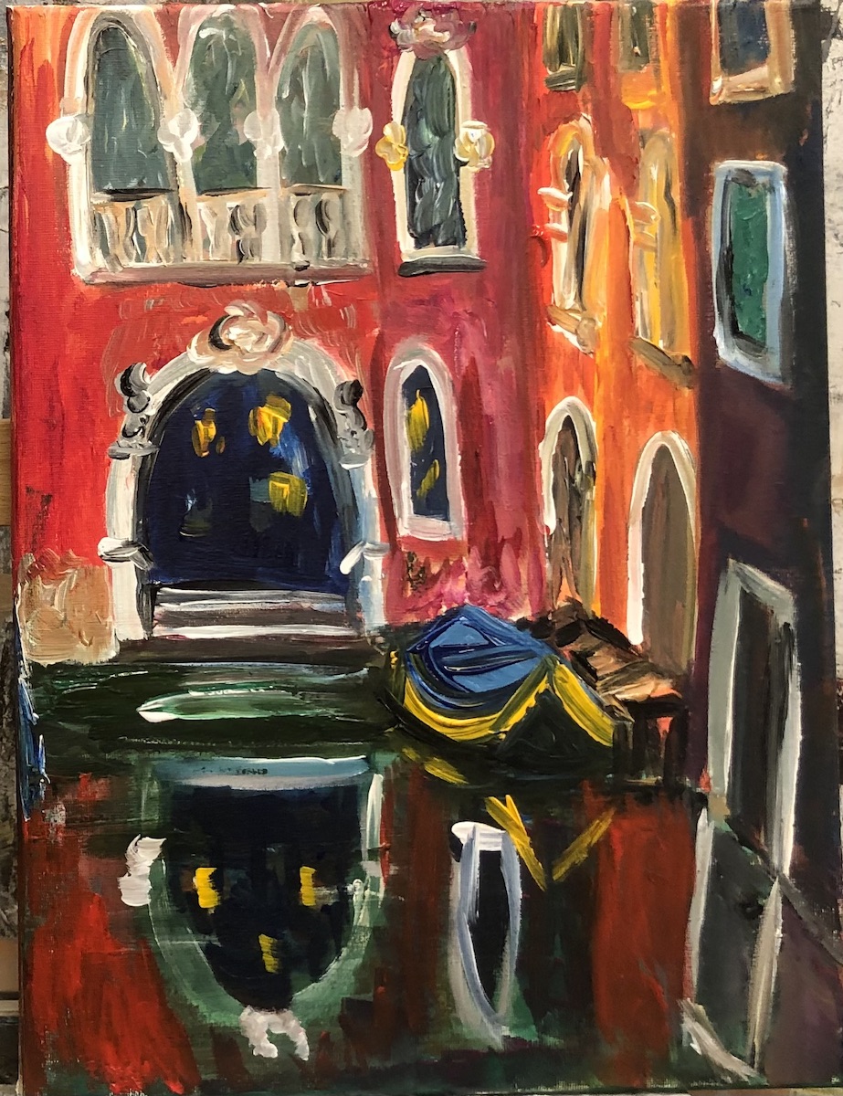 Palais rose à Venise, peinture de Véronique Françaix