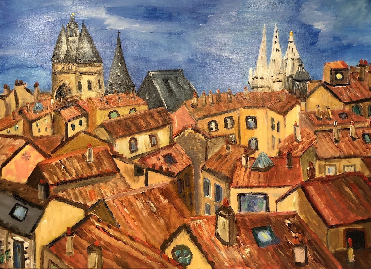 Toits de Bordeaux, peinture de Véronique Françaix